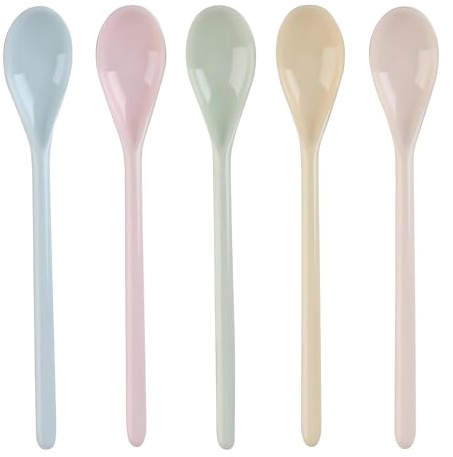 GIONAR 5 Stück Eierlöffel Kunststoff, Plastiklöffel, Plastiklöffel Klein,Für Imitation Porzellan Geschirr Für Wohnküche Kaffee Getränke Eier Eis Joghurt