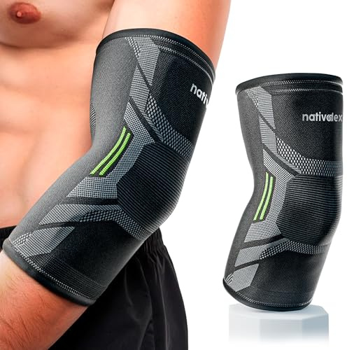 NativoDex Ellenbogenbandage – Kompressionsbandage für Ellenbogen, Bandage für Tennisarm, Golferarm, Sehnenentzündung, Arthrose, Sport - Armbandage Herren und Damen