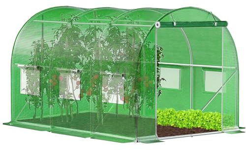 Gewächshaus klein - Foliengewächshaus Winterfest mit Stabiler Folie für Gewächshaus & Tomatenhaus -Treibhaus & Folientunnel für Balkon, Garten, Anzucht & Pflanzenzucht - 200 x 300 x 200 cm