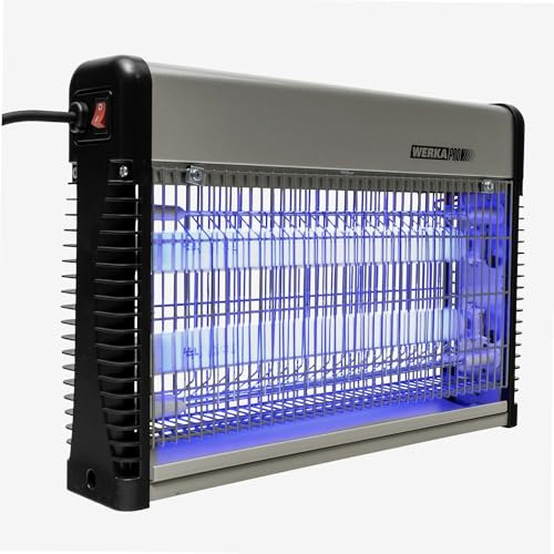 WERKA PRO Insektenvernichter aus Aluminium 20 Watt | Abnehmbar, robust, langlebig, für den Innenbereich, 2 UV-Röhren inklusive, Fläche 80 m², geringer Energieverbrauch