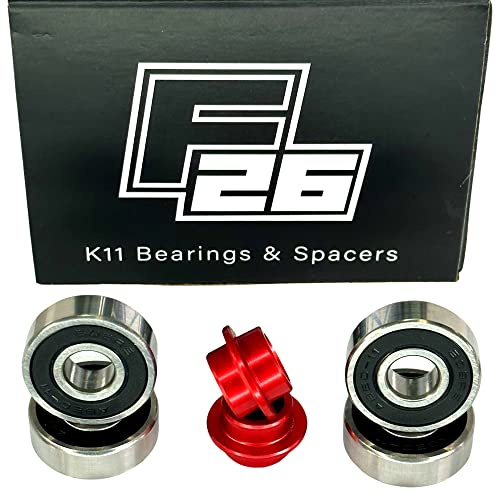 F26 Stunt Scooter Kugellager 608 2RS ABEC 11, 4er-Set mit Spacer, Schwarz | Auch für Kinder Trick Roller, Skateboard, Longboard, Inliner, Skates und Rollschuhe geeignet