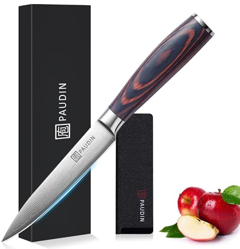 PAUDIN Kochmesser Allzweckmesser Profi 13 cm Scharf Küchenmesser Chefmesser aus rostfreiem Deutscher Edelstahl mit ergonomischem Griff