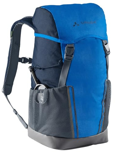 VAUDE Puck 14 Kinderrucksack, Blau/Eclipse | Wetterfester Schul- oder Kindergartenrucksack mit Regenhülle & Lupe, bequeme gepolsterte Schultergurte