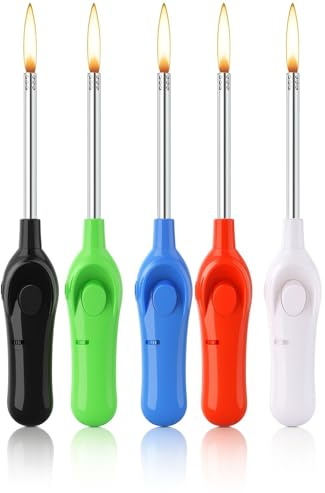 5X VANI Stabfeuerzeug Kerzenanzünder Gas Feuerzeug 24 cm Lang Nachfüllbar Gasfeuerzeug + gratis 1 x Feuerzeug