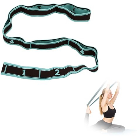 Yoga Set mit 8 Schleifen, hochelastischer Yogagurt mit Schlaufen, Dehnungsband, Stretchband, Loop Band Fitness & Trainingsbänder, Waschbar, Tragbar, für Yoga, Pilates, Gymnastik, Fitness & Stretching