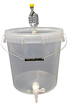 sil2018 Kompletter Gärbehälter 20L - Set: Gäreimer mit Gärröhrchen und Dichtgummi und Ablaufhahn aus Kunstoff, Eimer für Bier oder Wein mit Griff, transparent