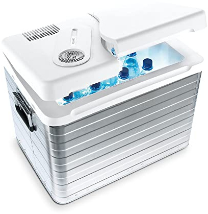 Mobicool MQ40A elektrische Alu-Kühlbox, 12V und 230V, 39L - Mini-Kühlschrank für Auto, Camping, Urlaub, Boot, Festivals - mit praktischem Kabelfach, Kühlung bis 20 °C unter Umgebungstemperatur