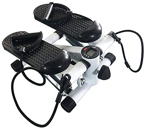 XUANYU Hydraulischer Stepper mit LCD-Display, Mini-Stepper mit Zugschnur, Schwarz / Weiß