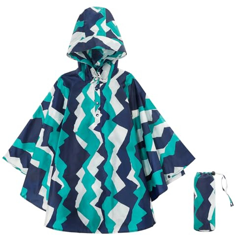 KAKU NANU Regenponcho Kinder Regencape Poncho mit Kapuze 3-14 Jahre Leicht Regenponcho Wiederverwendbar Mädchen Jungen Wasserdicht Faltbar