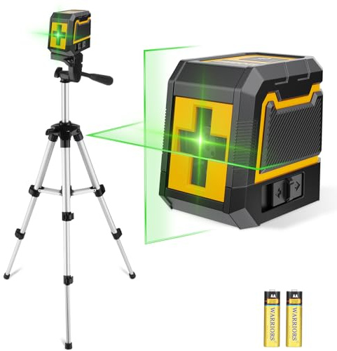 Kreuzlinienlaser mit Stativ,ASOBRIS Laser-Wasserwaage Selbstnivellierend Linienlaser Grün, Vertikale und Horizontale Laser Level für Baustellen und Heimwerkerprojekt Batterie Enthalten