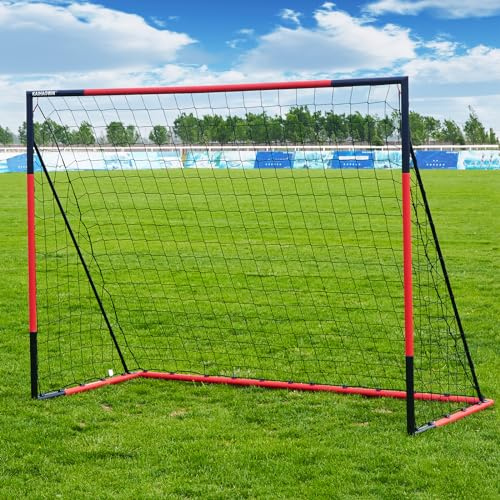 KAIHAOWIN Metall Fußballtor 76x91|125x185|193x244|203x308-Fußballtor mit Stahlrahmen Torpfosten-Tor Fussball Schnelle Montage für Kinder und Erwachsene-Fußball Tore für Drinnen und Draußen