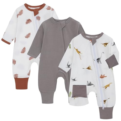 amo nenes 3er Pack Baby Strampler Neugeborene, Baby Jungen Mädchen Overall, Baby Kleidung Langärmelige, 9-12 Monate