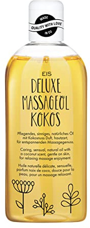 EIS Deluxe Massageöl | Erotisches Massage Öl für sinnliche Momente | Erotik-Wellness & Massage mit Kokos Aroma | Intimes Körperöl für Partnermassagen & Vorspiel | Entspannend & wärmend | 250 ml