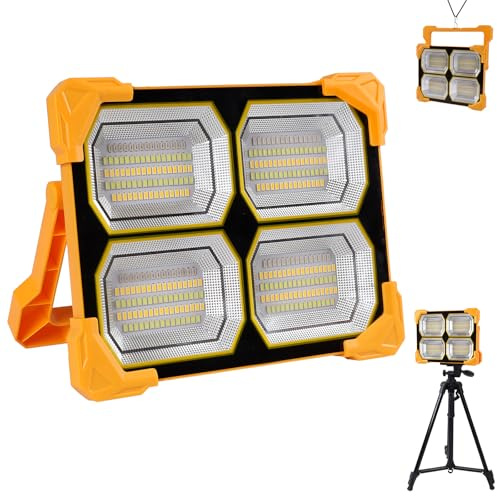 led baustrahler akku Lampe Camping 300W arbeitsleuchte led akku 26000Ahm Rechargeable Lamp led strahler Tragbare USB Wiederaufladbare PowerBank, Dimmbares Notlicht für Notfälle,Garten, Angeln, Camping