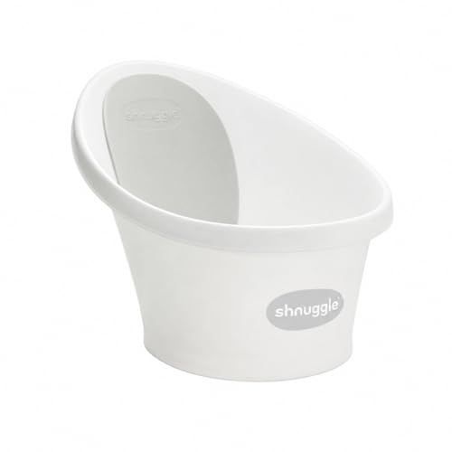 Shnuggle SBP-WGY-EUR Badewanne für Neugeborene bis zu 12 Monate mit Stöpsel am Boden, weiß, Rückenlehne grau - 1,2 kg