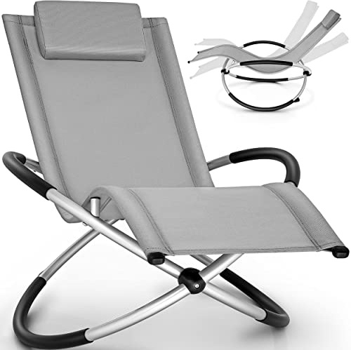 tillvex® Relaxliege Garten Wetterfest bis 180 kg | Liegestuhl atmungsaktiv | Gartenliege Schwungliege Outdoor | Sonnenliege Liegestuhl Terrasse, Balkon & Camping | Schaukelsessel Relaxsessel ergonomisch