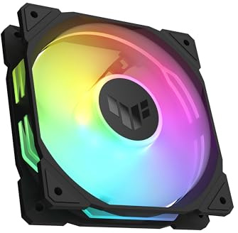 ASUS TUF Gaming TR120 ARGB Standard Blade Black Gehäuselüfter Single Pack | 120mm PWM PC Lüfter, 2000 rpm, 3,3 mm H2O, 77,4 CFM Luftstrom, 16 einzeln adressierbare RGB-LEDs, schwarz