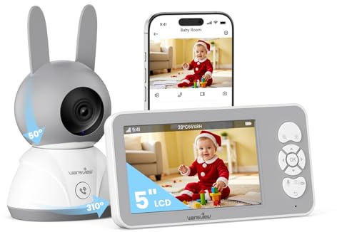 wansview Babyphone mit Kamera 2,4/5 GHz WLAN- 5 1080P Video babyfone mit App, Baby Camera mit IR Nachtsicht, Automatische Verfolgung, Zwei-Weg-Audio, Temperatur- und Bewegungs-/Geräuscherkennung