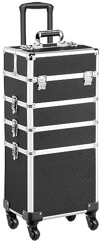 Yaheetech 4 in 1 Kosmetikkoffer groß Schminkkoffer Kosmetikorganiser Multikoffer Schmuckkoffer Friseurkoffer Handgepäck Beauty Case Schwarz