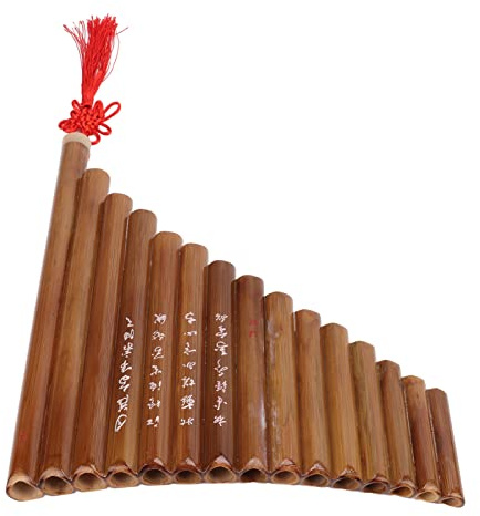 Depisuta Panflöte, 15 Pfeifen, G-Ton, Bambus, Traditionell, Professionelle Panflöte, Chinesisches Traditionelles Musikinstrument, Panflötenpfeife mit Tragetasche für Anfänger, Lernen und