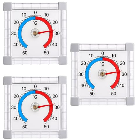 3 Pack Self Adhesive Fensterthermometer Aussen, Wetterfestes Aussenthermometer, 3er Pack Selbstklebendes Thermometer Für Fenster Und Türen, Präzise Temperaturmessung Für Innen Und Aussen