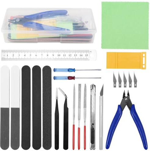 TYBYBB Modellbau Werkzeug Set DIY Bastelwerkzeug Set, Hobby Werkzeug Set | kompatibel mit Gundam Tool Kit Modellbau-Werkzeugsatz für DIY Panzer Flugzeug Automodell Montagebaukasten (24 Stück)