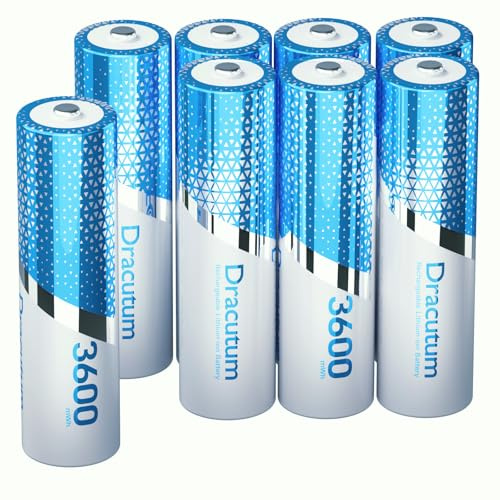 1.5V wiederaufladbare AA Lithium Akkus 8 Stück, 3600mWh Lithium wiederaufladbare langlebige Doppel A Lithium Ionen Batterien