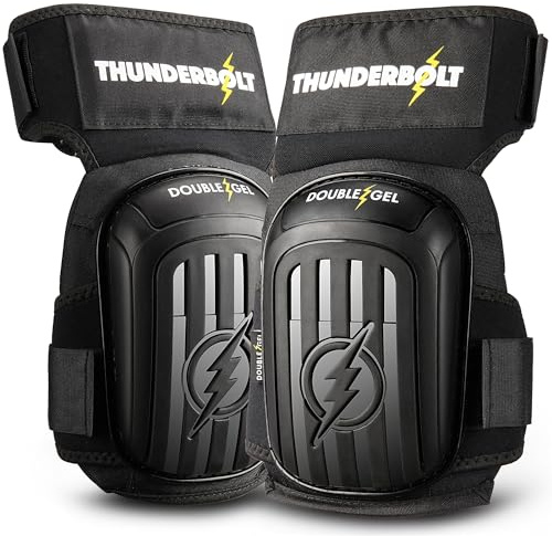 Thunderbolt® Knieschoner Professioneller Knieschützer mit komfortablem Gelkissen Knieschoner Fliesenleger, Bau, Bodenbeläge, Gartenarbeiten mit starken rutschfesten Gurten