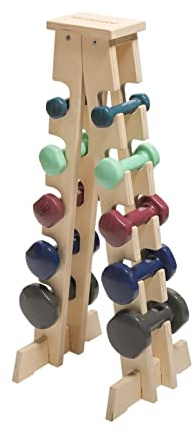 Meanswood Hantelständer Holz – Hantelablage für Zuhause, Kurzhantel Regal, Hantelhalterung aus Holz für bis zu 10 Hanteln (90 kg Max.) - Made in Italy