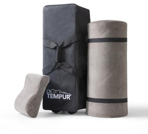 TEMPUR Reiseset 3-teilig mit praktischem Trolley, Reise-Nackenkissen sowie Reisematratze für Unterwegs, 5,5 kg, Anthrazit