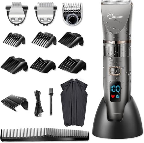 Hatteker 3-in-1 Herren Haarschneidemaschine Wasserdicht Barttrimmer | Profi Haarschneider Herren Haartrimmer Bartschneider Barttrimmer Präzisionstrimmer Langhaarschneider Wasserdicht