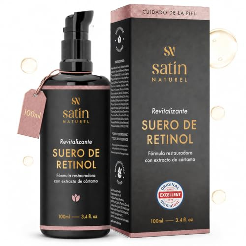 Satin Naturel Retinol Serum 100 ml – Anti-Aging & Anti-Falten Gesichtsserum – Mit Retinol, Hyaluron, Niacinamid & Bio Aloe Vera – Vegan & Naturkosmetik – Für Ebenmäßige, Strahlende Haut