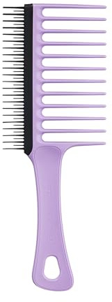 Tangle Teezer Kamm mit breiten Zähnen – Für 3C-4C lockiges Haar – Lange Borsten entwirren & reduzieren Haarbruch – Kurze Borsten entfernen ausgefallenes Haar – Ideal für Locken – Lila & Schwarz