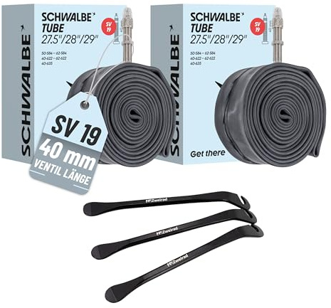 2X Schwalbe SV 19 Fahrradschlauch 27,5 28 29 Zoll SV 40mm (40/62-584/635) + 3 MSZweirad Reifenheber