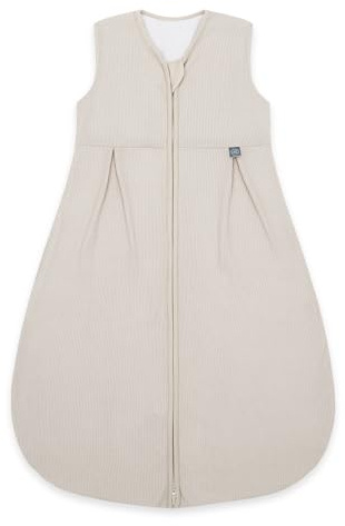 emma & noah Baby Schlafsack 1.0 TOG, Ganzjahres Schlafsack für den Frühling, Sommer und Herbst, 100% Bio-Baumwolle, OEKO-TEX Zertifiziert, Strampelsack für Neugeborene (Essential Beige, 70 cm)