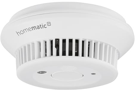 Homematic IP Rauchwarnmelder mit Q-Label, Smart Home, Rauchmelder alarmiert lokal über die Sirene und per Push-Benachrichtigung in der Smartphone-App, integrierte LED-Notbeleuchtung, 156587A0