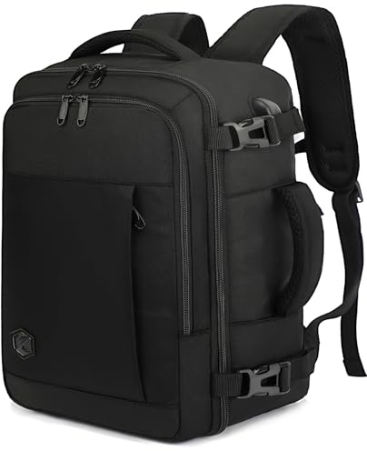 VANKEV für Ryanair EasyJet Eurowings Wizz Air Handgepäck 40x30x20 Handgepäck Tasche 24L Reiserucksack Klein 15.6 Zoll Laptop Rucksack SCHWARZ