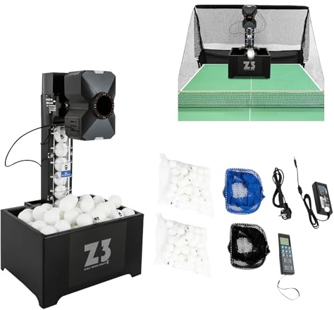 HUOMMGS Tischtennis Roboter mit Netz Automatische Tischtennis Ballmaschine Von 100 Bällen Professionell Tischtennisroboter mit 10 Modi, Fernbedienung 4-40m/s Ping Pong Roboter für Training, Übung