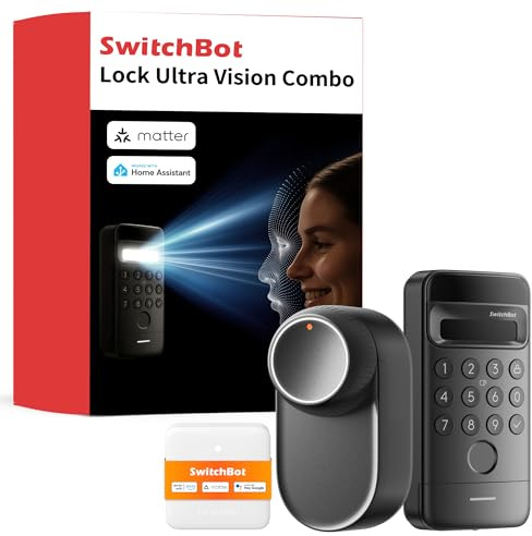 SwitchBot Smart Lock Ultra mit 3D-Gesichtserkennung&Fingerabdruck für Haustür – Elektronisches Türschloss zum Nachrüsten ohne Zylindertausch, Türöffner per Gesicht/Fingerprint/Code/Alexa WLAN/Matter