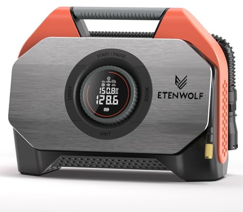 ETENWOLF S6 19200mAh Elektrische Luftpumpe 11,03 Bar Akku Kompressor | Mit LED Licht & 7 Arbeitsmodi,Unterstützt-1 Minute Schnellaufblasen,Für Fahrrad, Auto,Motorrad-Sowie Verschiedene Sportbälle