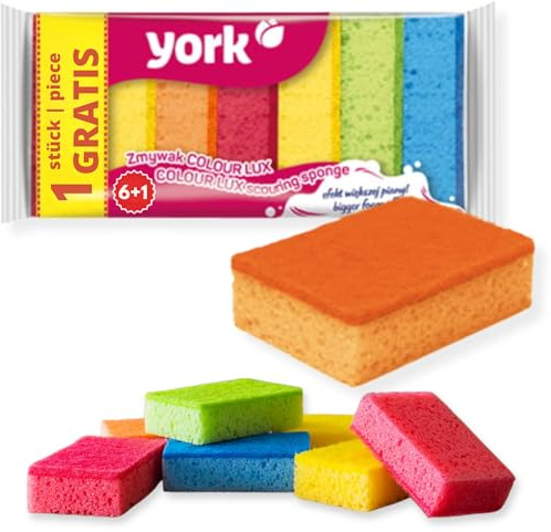 York Prestige Spülschwamm 7er Set Topfreiniger Geschirrschwamm Küchenschwamm Reinigungsschwamm Scheuerschwamm Küche 10 x 7 x 3 cm 7 Stück, Schaum, viele Farben, Standard, 7