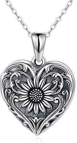 SOULMEET Herz/Rund Form Medaillon Halskette Sterling Silber Halskette Hält Bild Fotos Personalisierte Foto Anhänger Halskette für Frauen Mädchen