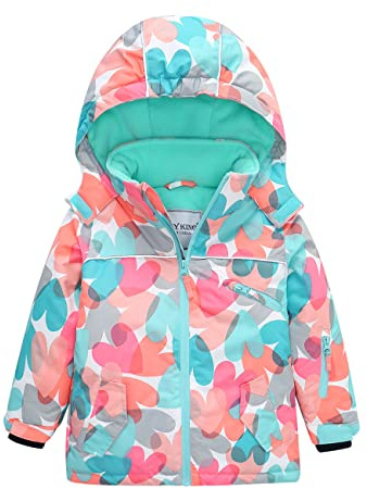 HIKIDS Wasserdicht Jungen Ski jacke Mädchen Fleece Schnee Parka Kinder Windjacke Schneejacke Skijacke Winterjacke Snowboard Jacke Outdoor Alpin-Jacke Wander Trekking Bergsteigen Warm Mäntel Rosa 140