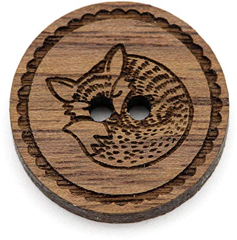 NaturSchatulle Holzknöpfe Gravur Motiv Fuchs 12-30mm I 25 Stück Nussbaum 2 Loch Knöpfe Holz DIY Basteln Nähen Schmuckherstellung Annähen Rund 12mm