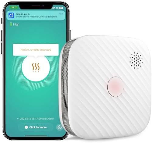 SECAIR Smart Rauchmelder WLAN,Vernetzt Rauchmelde mit Magnethalterung,Photoelektrischem Sensor und austauschbarer Batterie,Homematic Feuermelder für Smart Home (1-Pack)