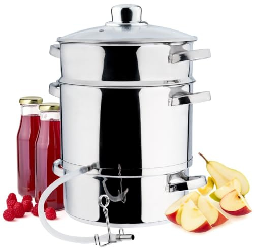 GARDIVO Dampfentsafter 8L Edelstahl, Fruchtentsafter, Saftmaschine für Obst und Gemüse, Spülmaschinengeeignet, alle Herdarten auch Induktionsgeeignet silber