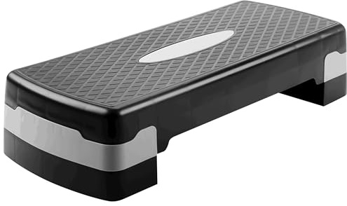 TechFit Aerobic Stepper höhenverstellbar 2 Stufen (10/15 cm), rutschfeste Oberfläche, Maße: 68 x 28 cm, belastbar bis 120 kg, leichtes und langlebiges Polymer, ideal für Fitness und Aerobic-Training