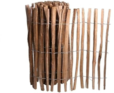 Staketenzaun aus hochwertigem Haselnussholz – imprägnierter Rollzaun 90cm x 10m | Haselnuss-Zaunlatten 7–8cm Abstand | Natur-Zaun für Garten, Beete, Grundstück & Tierabgrenzung