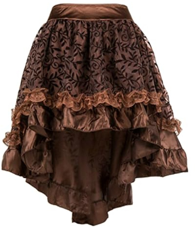 KUOSE Damen Steampunk Rock Asymmetrische Chiffon Spitze Tüllrock Übergrößen