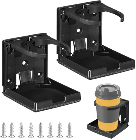 2 Stück Getränkehalter Auto,Klappbar Becherhalter,Becherhalter Auto,Auto Getränkehalter,Flaschenhalter Auto,Für Boot Wand Auto Wohnmobil LKW, Für Die Meisten Größen 60-100 Mm(Schwarz)